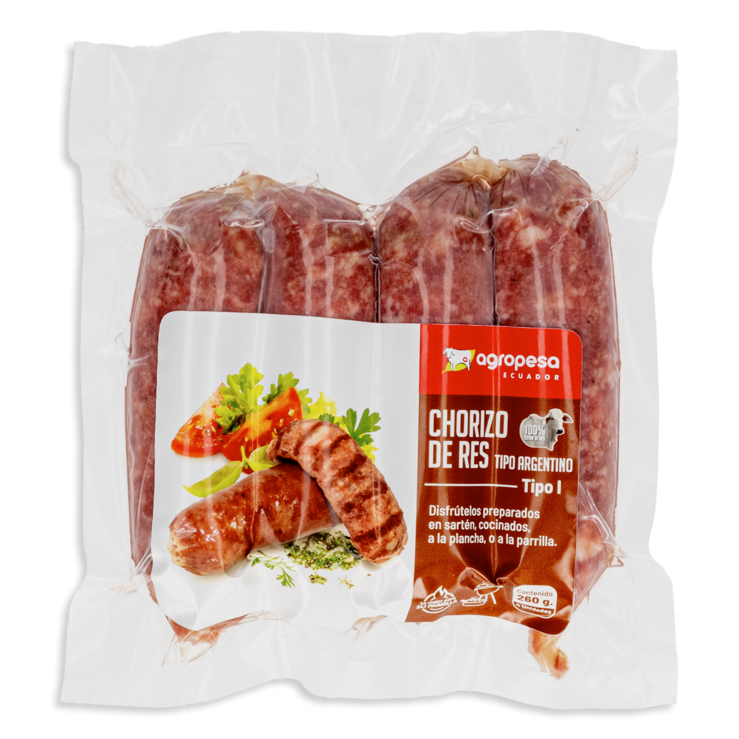 Chorizo De Res Tipo Argentino X 4 AGROPESA 260 G