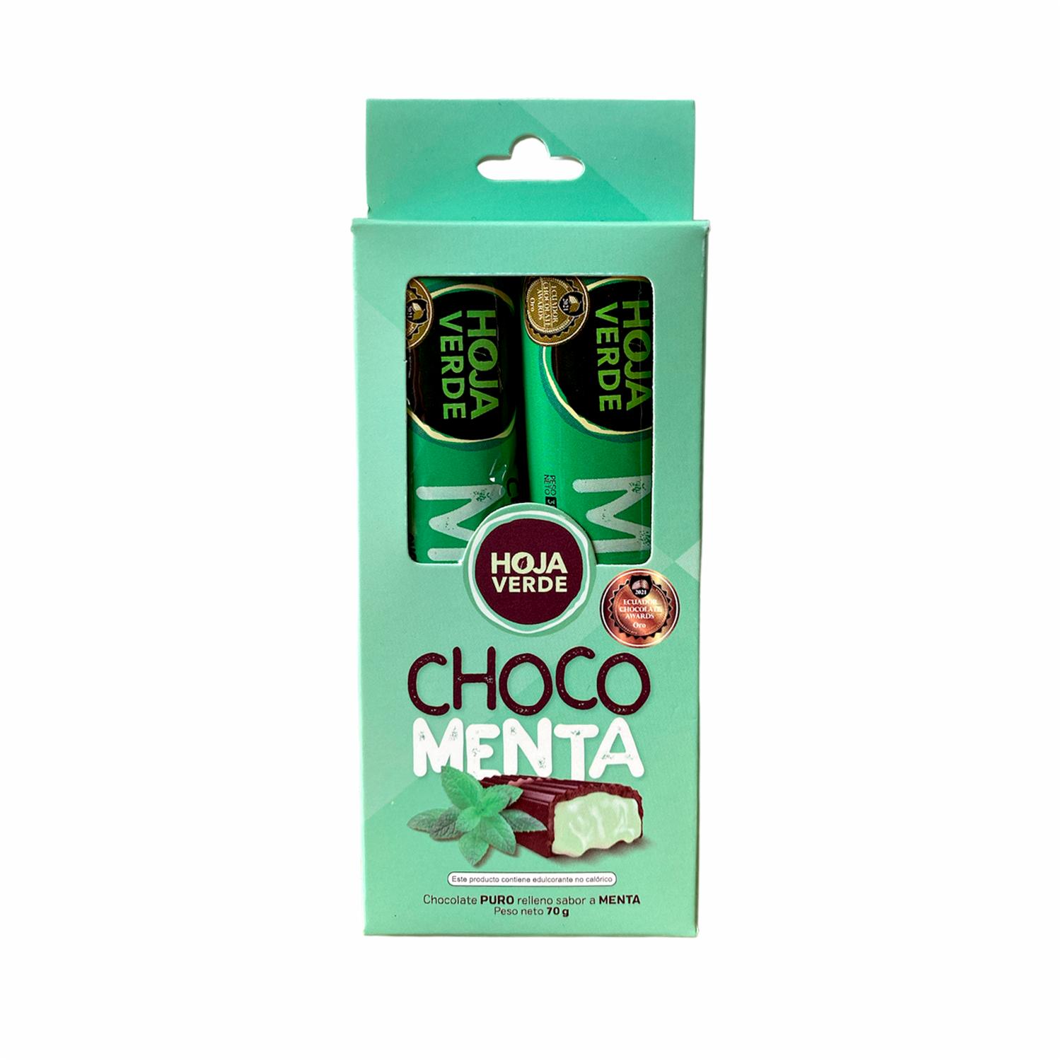 Barras De Chocolate Puro Rellenas Sabor A Menta HOJA VERDE Pack 2 X 35 G