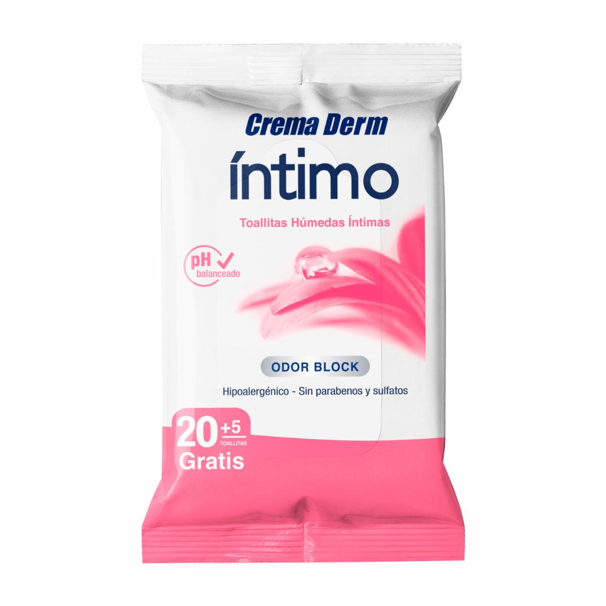 Toallitas Húmedas Íntimas CREMA DERM 1 X 25 Uds