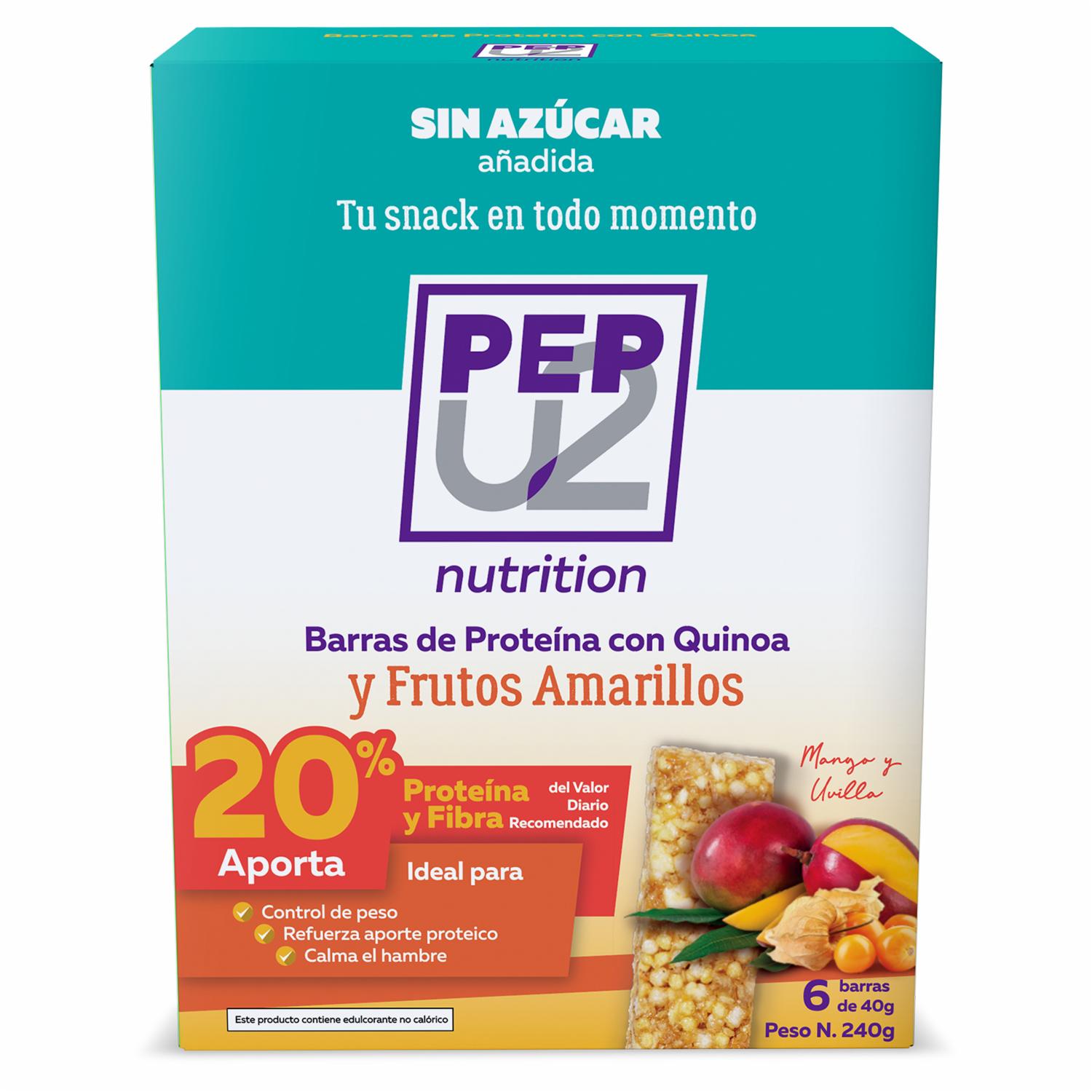 Barra De Proteína Y Fibra Con Quinoa Y Frutos Amarillos PEPU2 NUTRITION 6 Uds X 40 G
