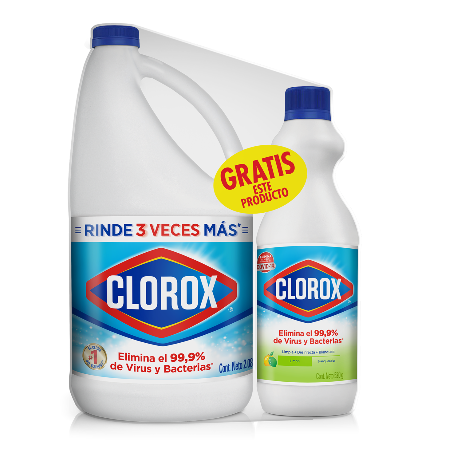 Cloro Líquido Original Rinde 3 Veces Más + Cloro Aroma Limón CLOROX Pack X 2 Uds