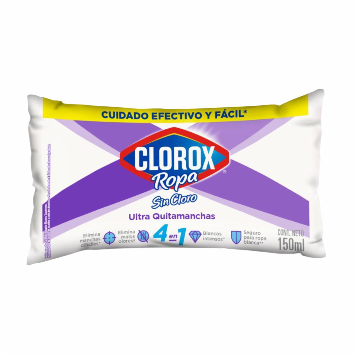 Quitamanchas Sin Cloro 4 En 1 Para Ropa Blanca CLOROX Sachet X150 Ml