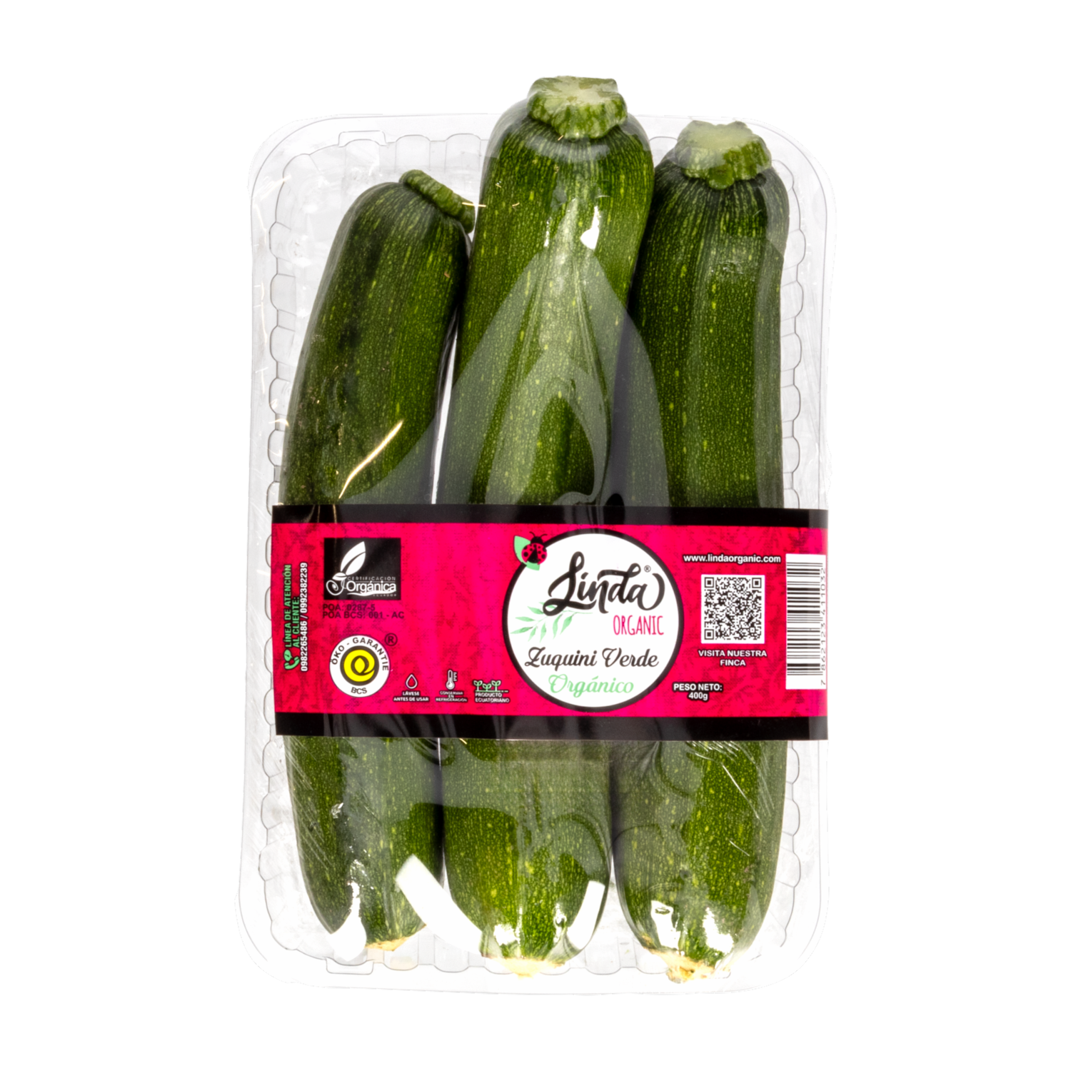 Zuquini Verde Orgánico Fresco LINDA ORGANIC 400 G