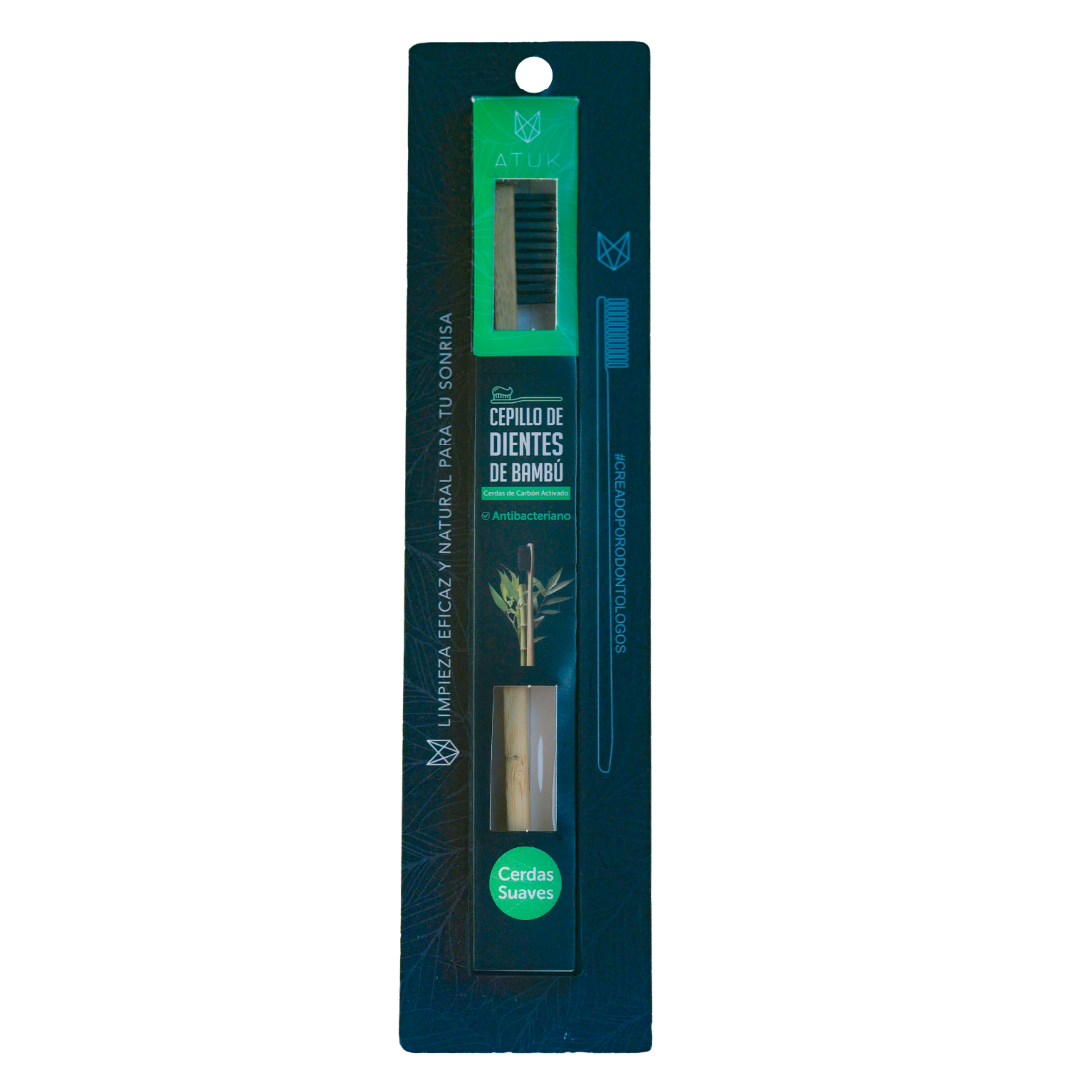 Cepillo Dental De Bambú Con Cerdas De Carbón ATUK 1 U