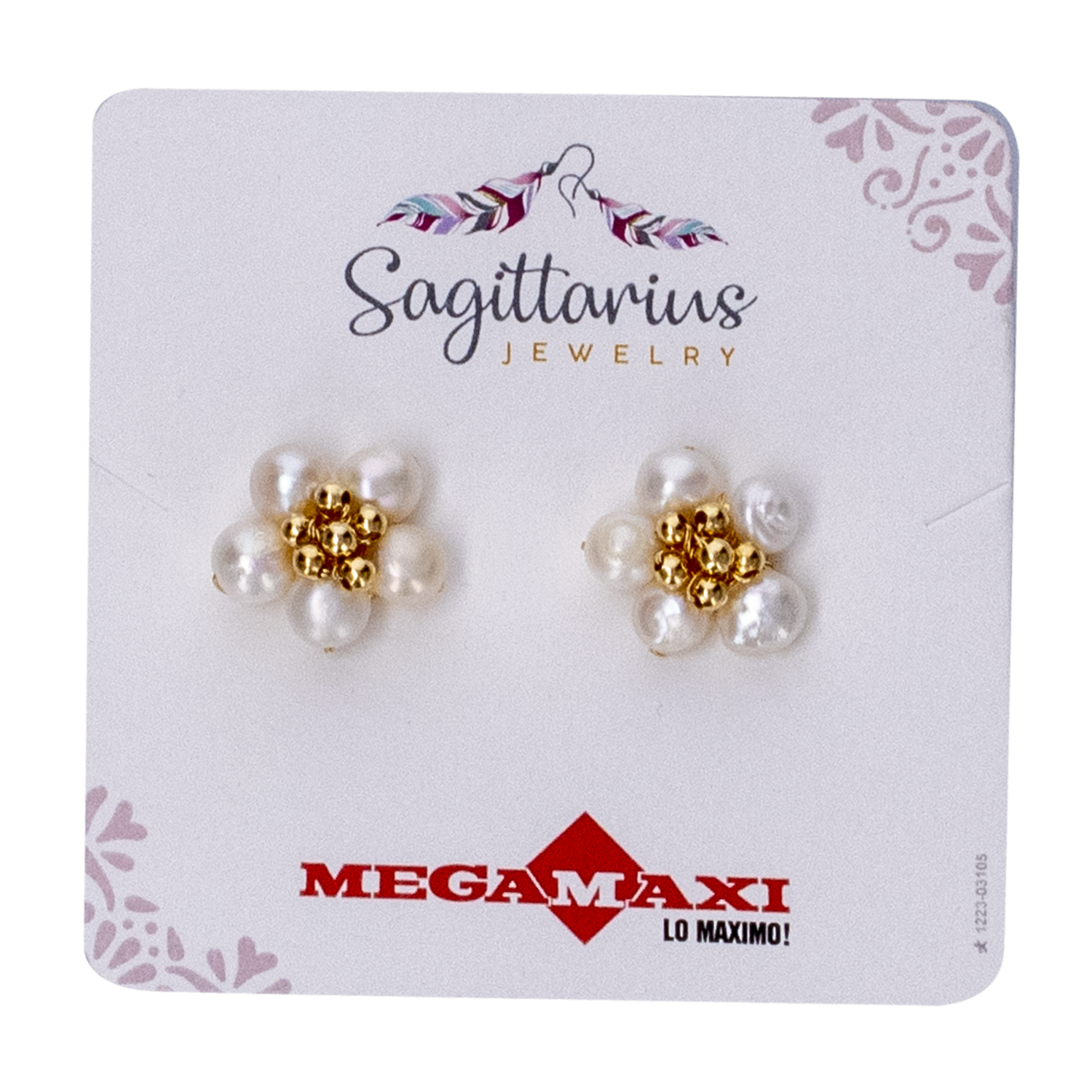 Aretes Para Dama Diseño Valeria Perlas Doradas Y Blancas SAGITTARIUS JEWERLY 1 Par