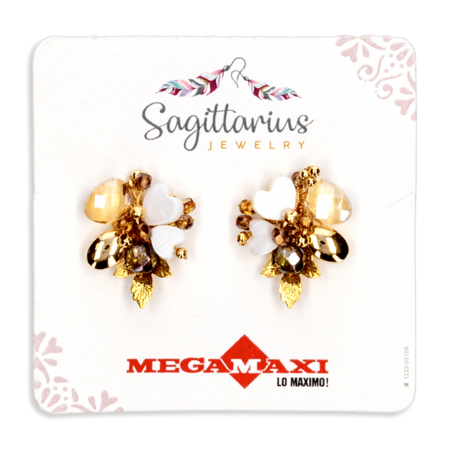 Aretes Para Dama Diseño Amalia Dorado SAGITTARIUS JEWERLY 1 Par