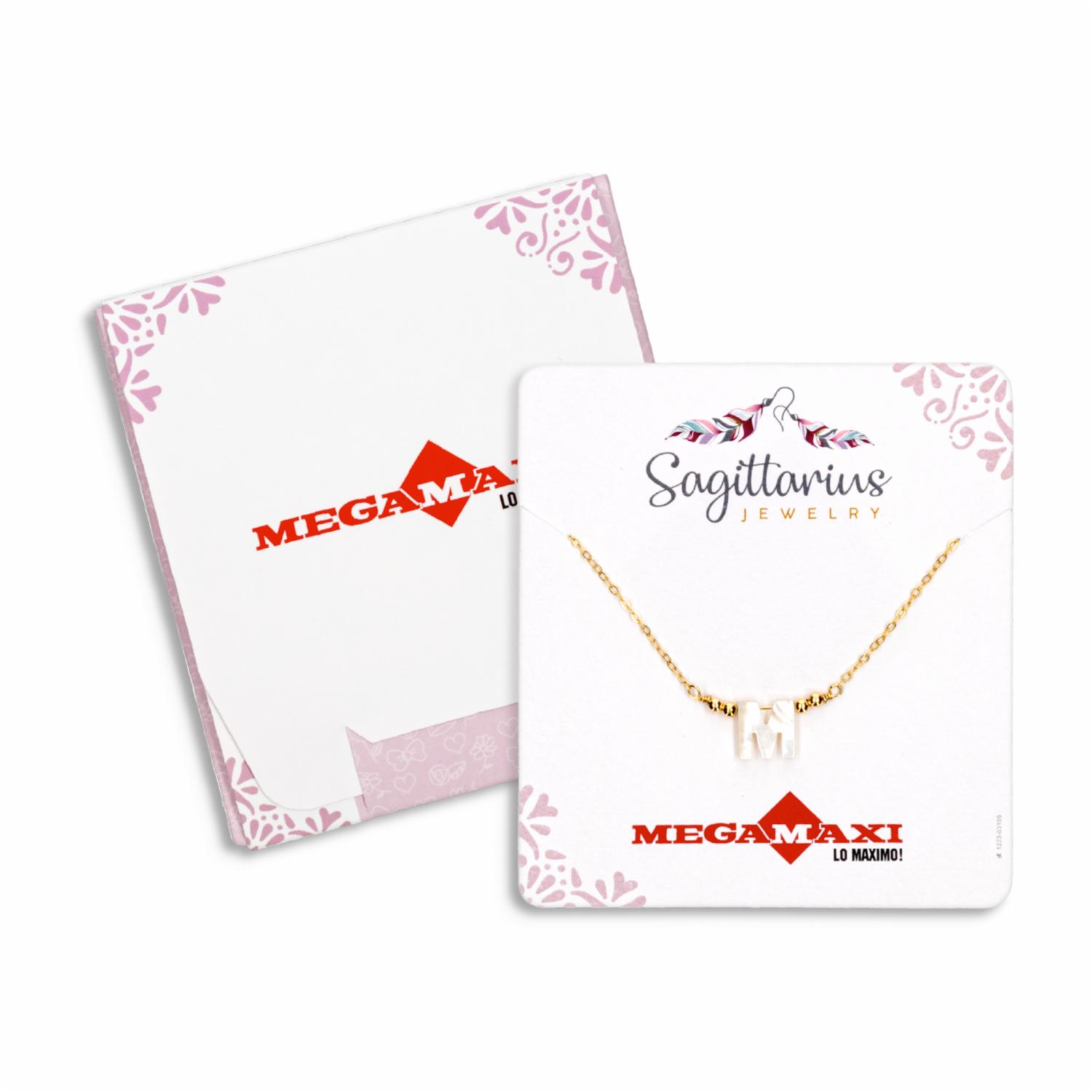 Collar Para Dama Diseño Nácar Con Dije Letra M SAGITTARIUS JEWERLY Unidad