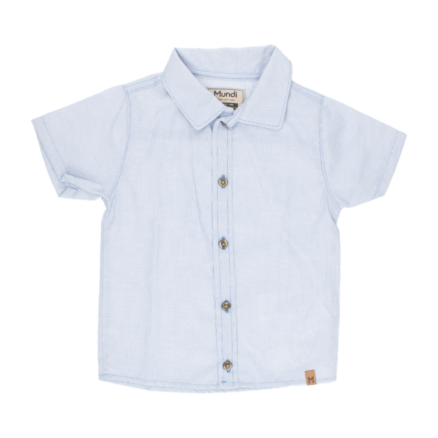 Conjunto Camisa Manga Corta Celeste Y Short Café MUNDI