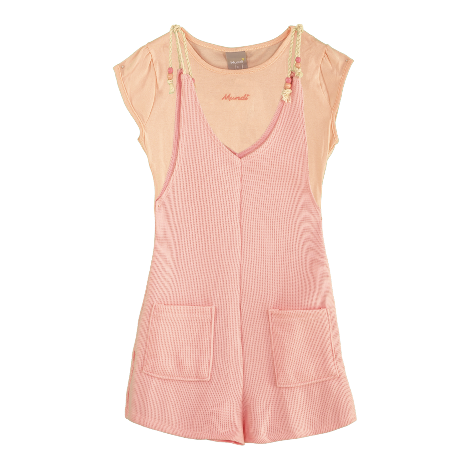 Conjunto Blusa Manga Corta Y Jardinera Rosado MUNDI