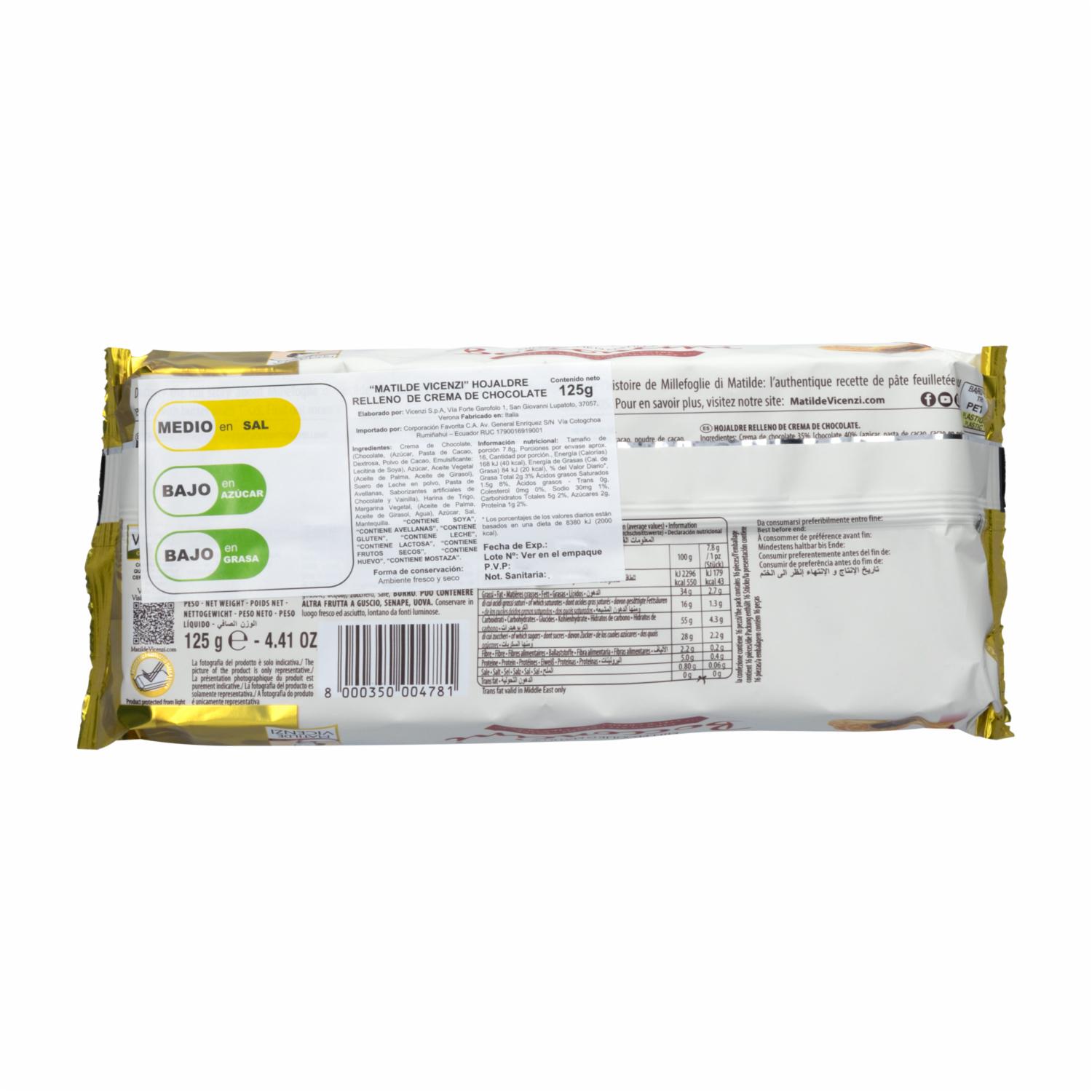 Galletas Hojaldre Relleno De Chocolate MATILDE VICENZI 125 g