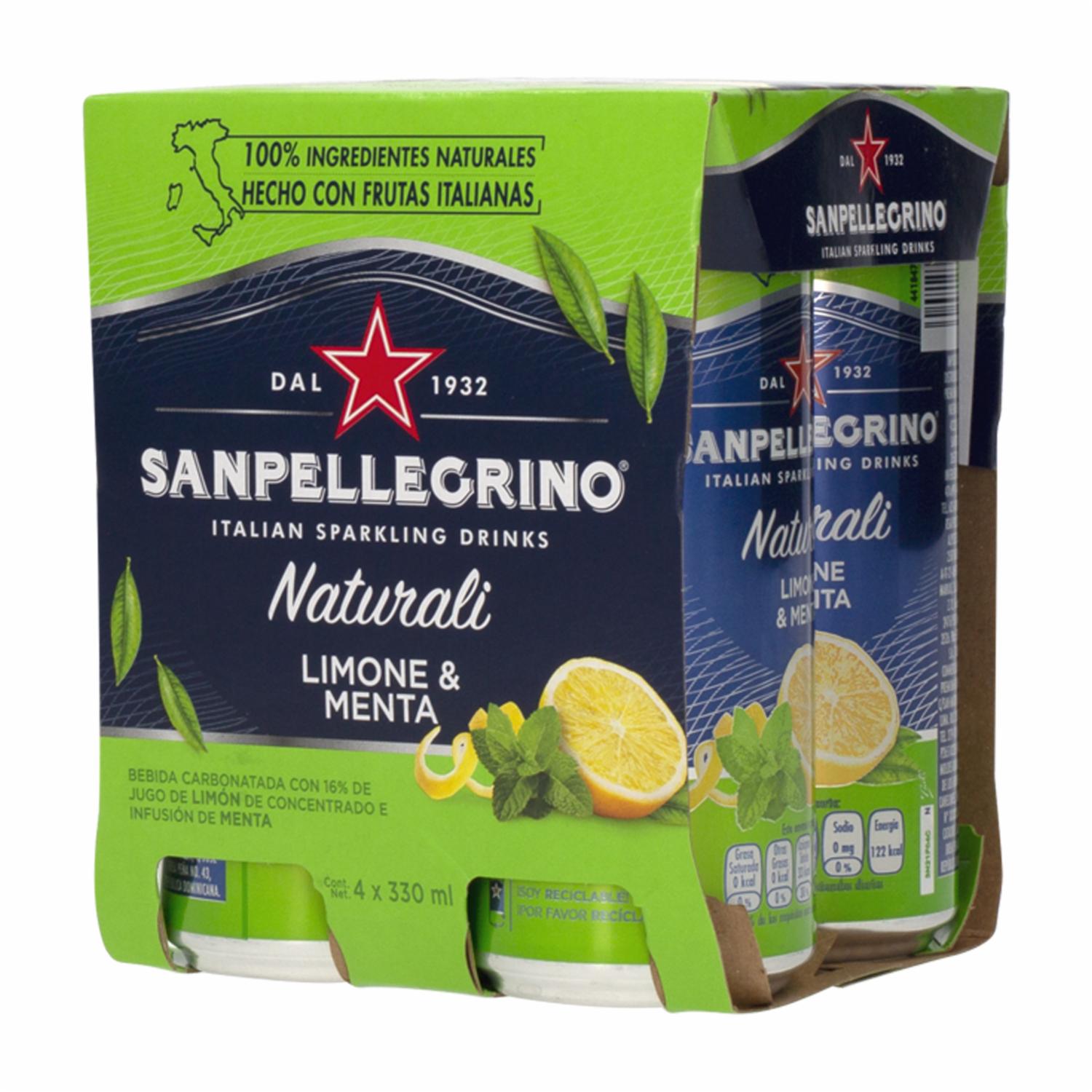 Agua Saborizada De Limón Y Menta 4Pack S.PELLEGRINO 4 X 330 ml