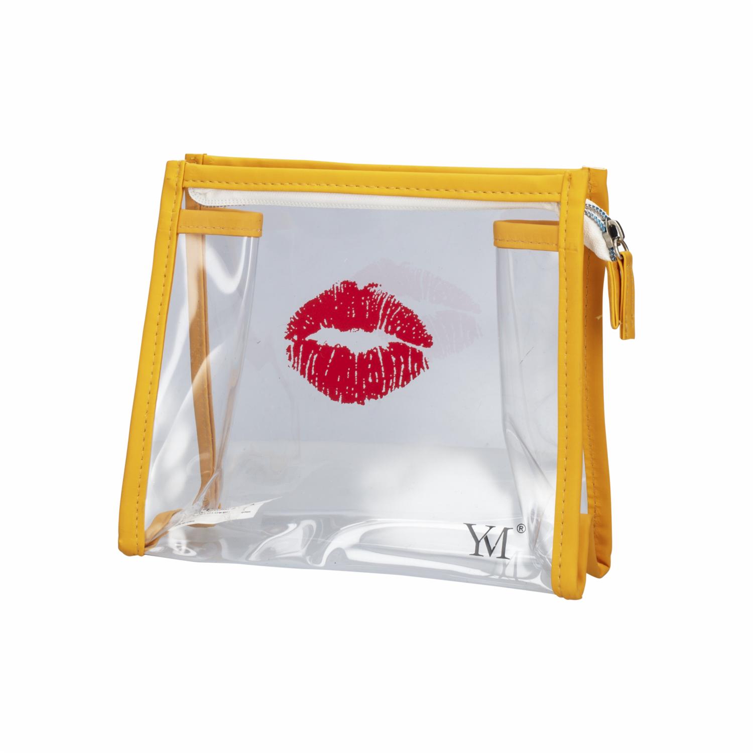 Cosmetiquera Transparente Naranja Grande YUMEI Unidad