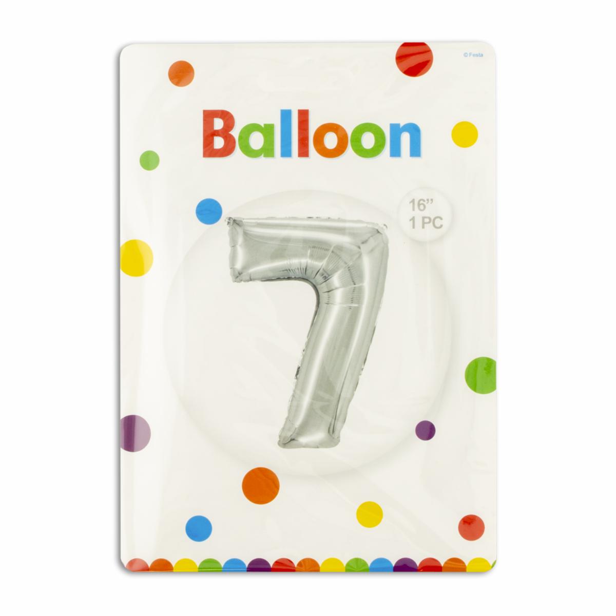 Globo Metálico Plateado BALLOON Número 7