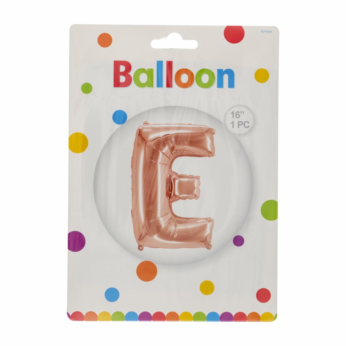 Globo Metálico Dorado Rosa BALLOON Letra E