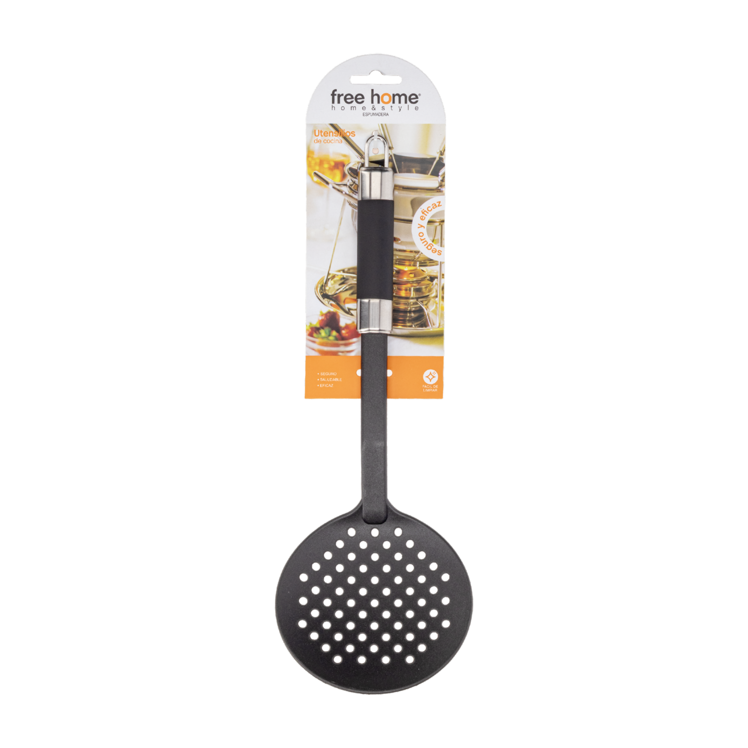 Espumadera Con Mango Negro Y Silver FREE HOME Unidad