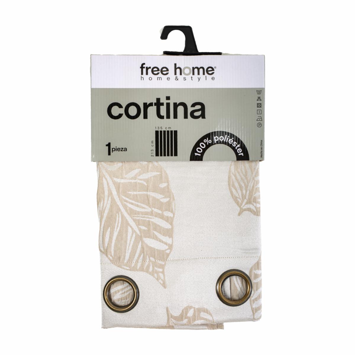 Cortina De Área Diseño Hojas Beige FREE HOME 135 X 213 Cm
