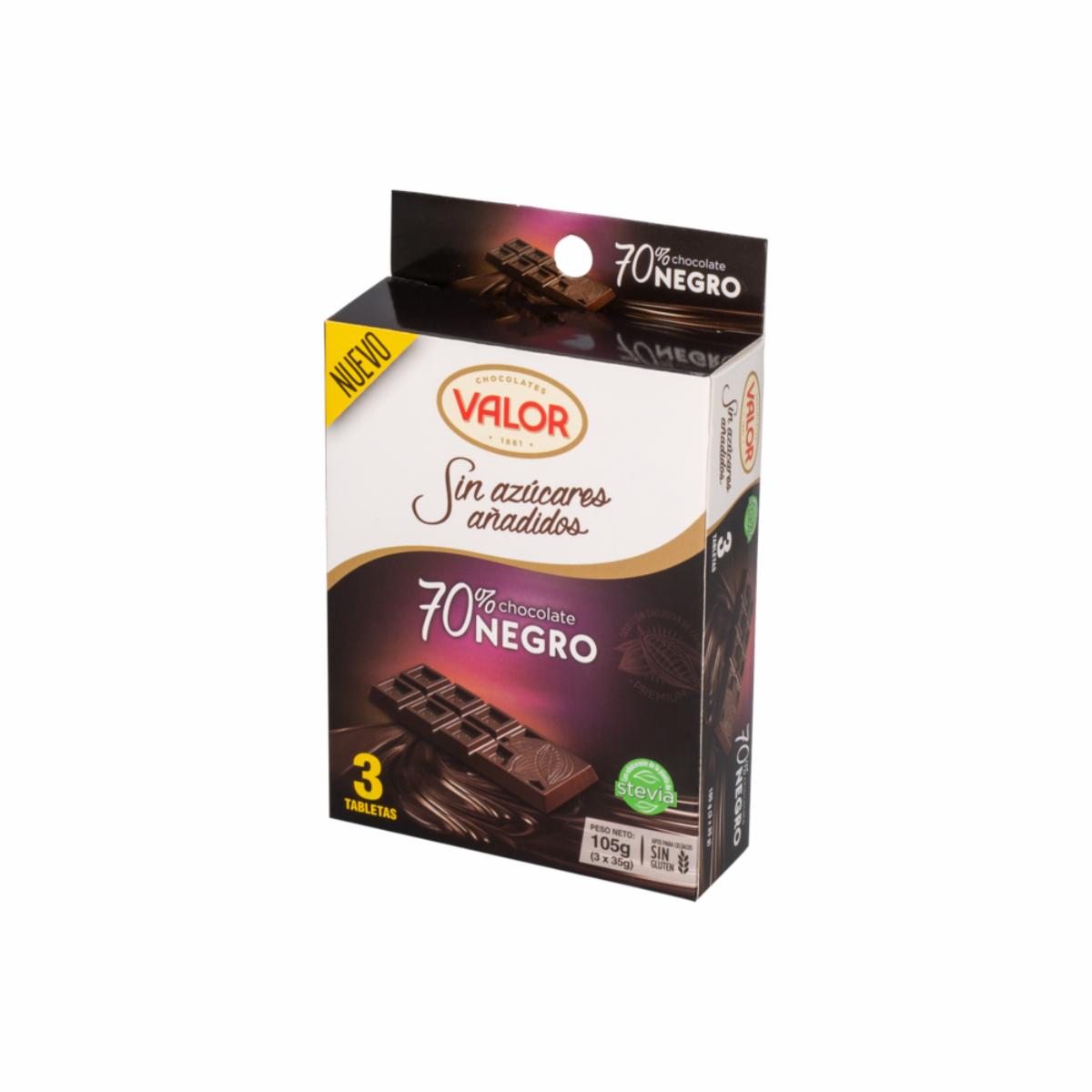 Chocolate 70% Cacao VALOR 3 x 35g