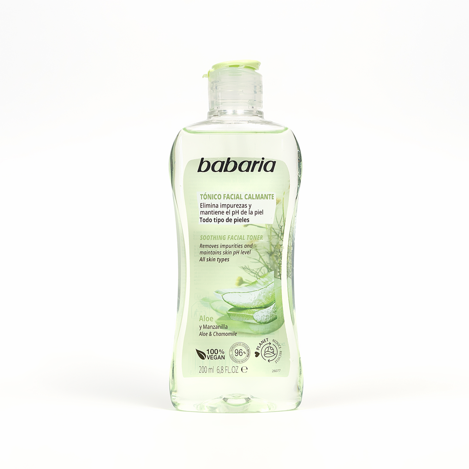 Tónico Facial Calmante Con Aloe Y Manzanilla BABARIA 200 Ml