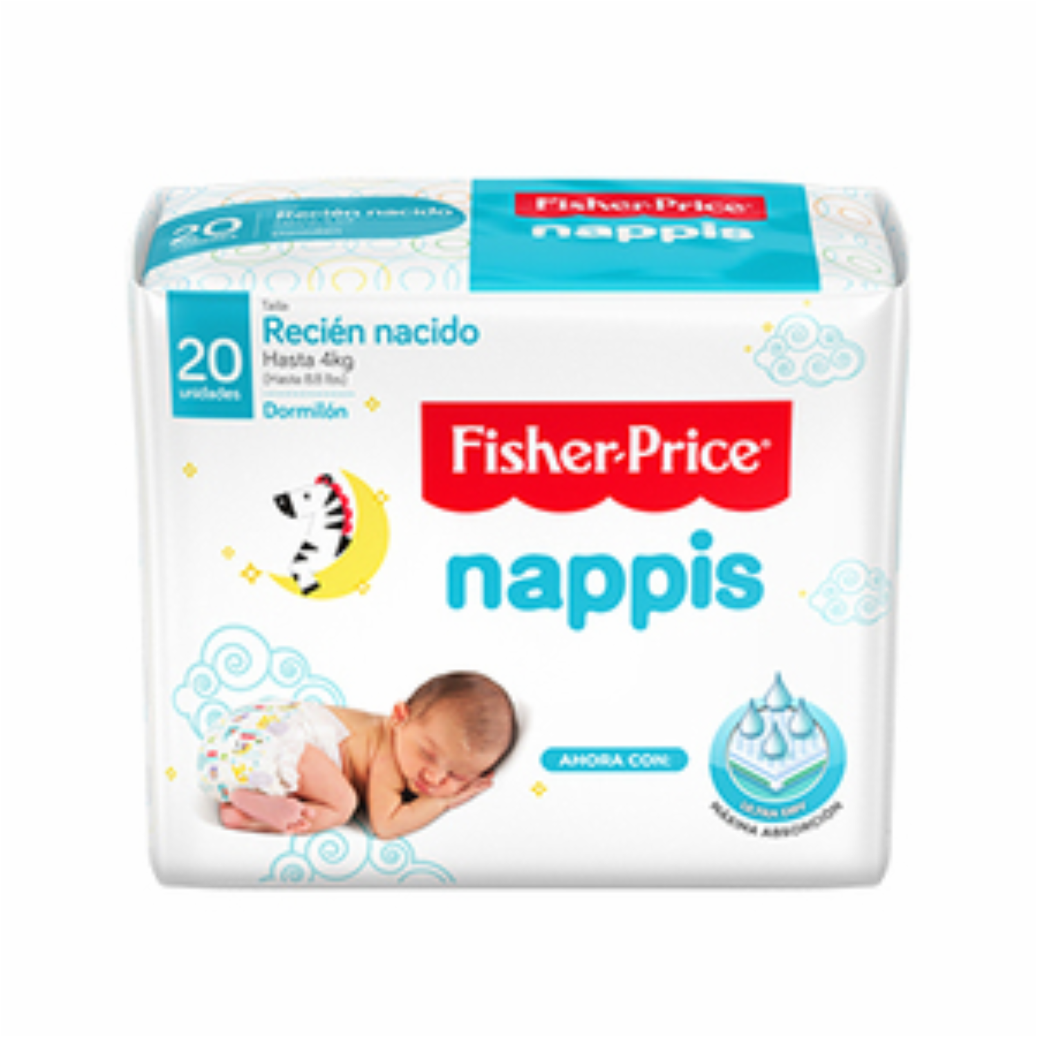 Pañales Nappis Recién Nacido FISHER PRICE 20 Unidades