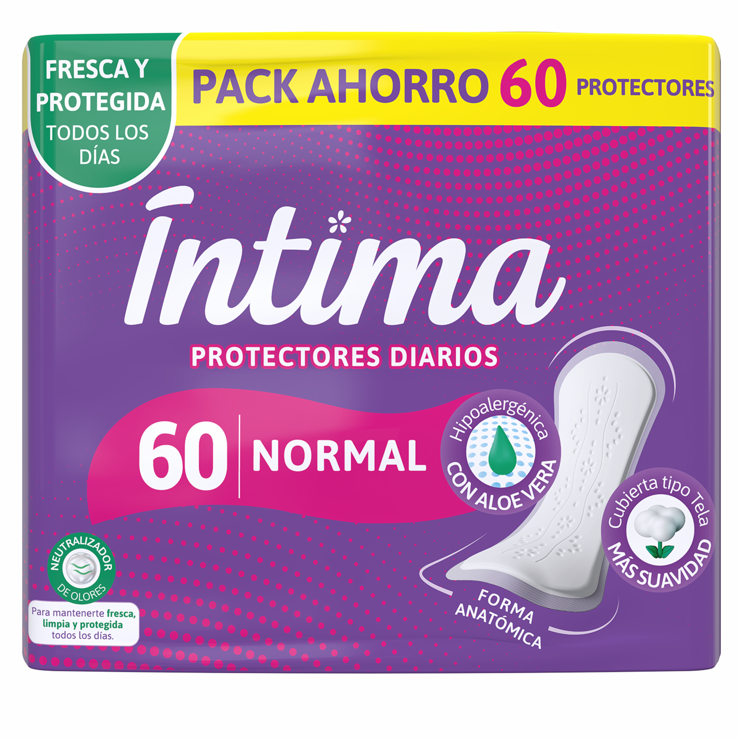 Protectores Diarios Forma Anatómica ÍNTIMA 60 Unidades