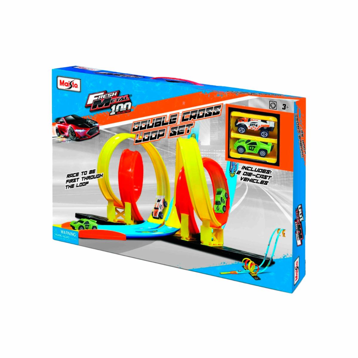 Pista De Carros Bucle Cruzado Doble FRESH METAL Incluye 2 Carritos