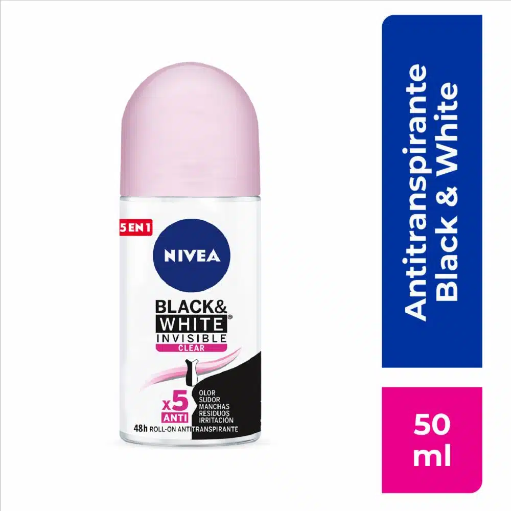 Desodorante En Roll On Para Dama Invisible Black & White Clear NIVEA 50 Ml