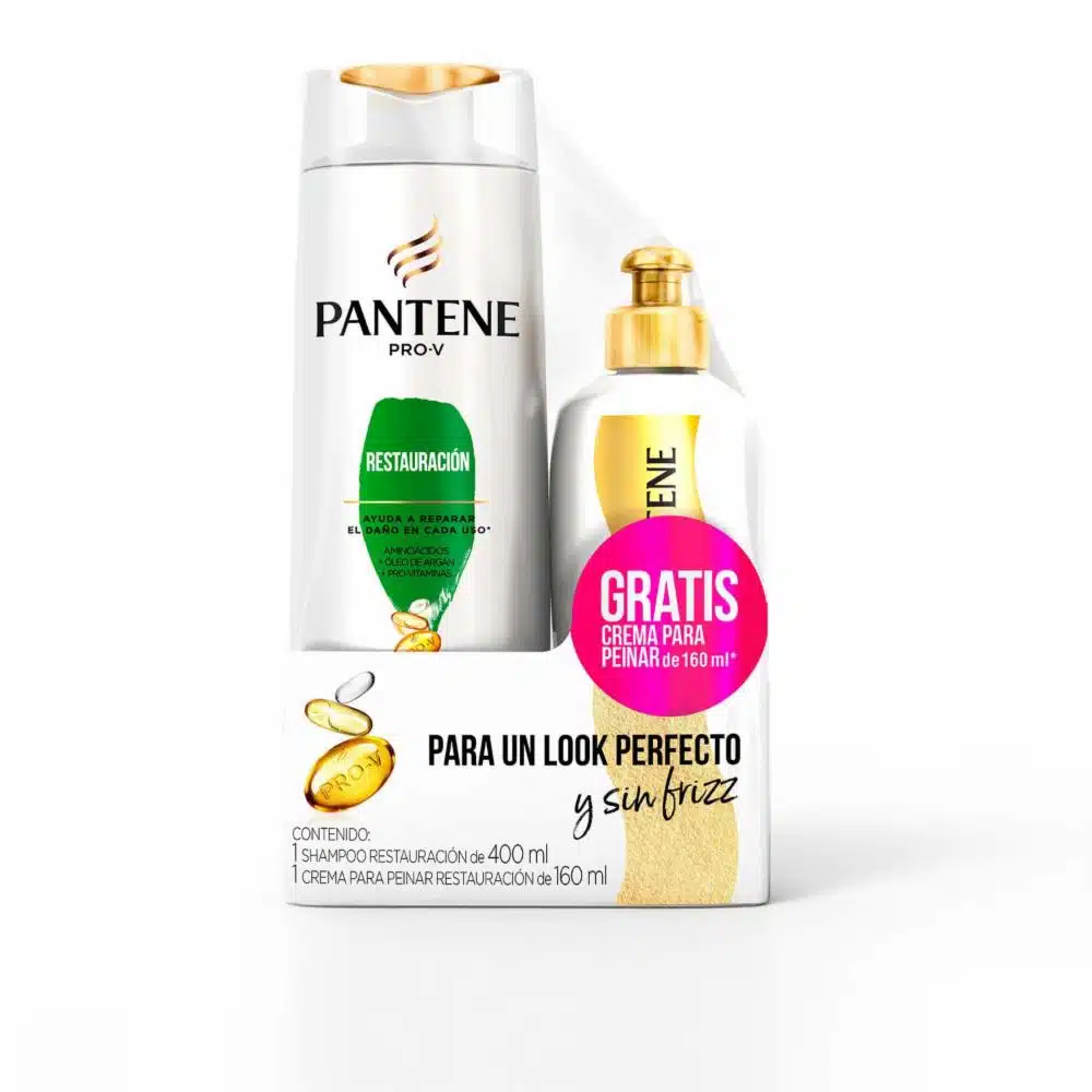 Shampoo De Cabello Restauración 400 Ml Gratis Crema De Peinar PANTENE X2 Uds