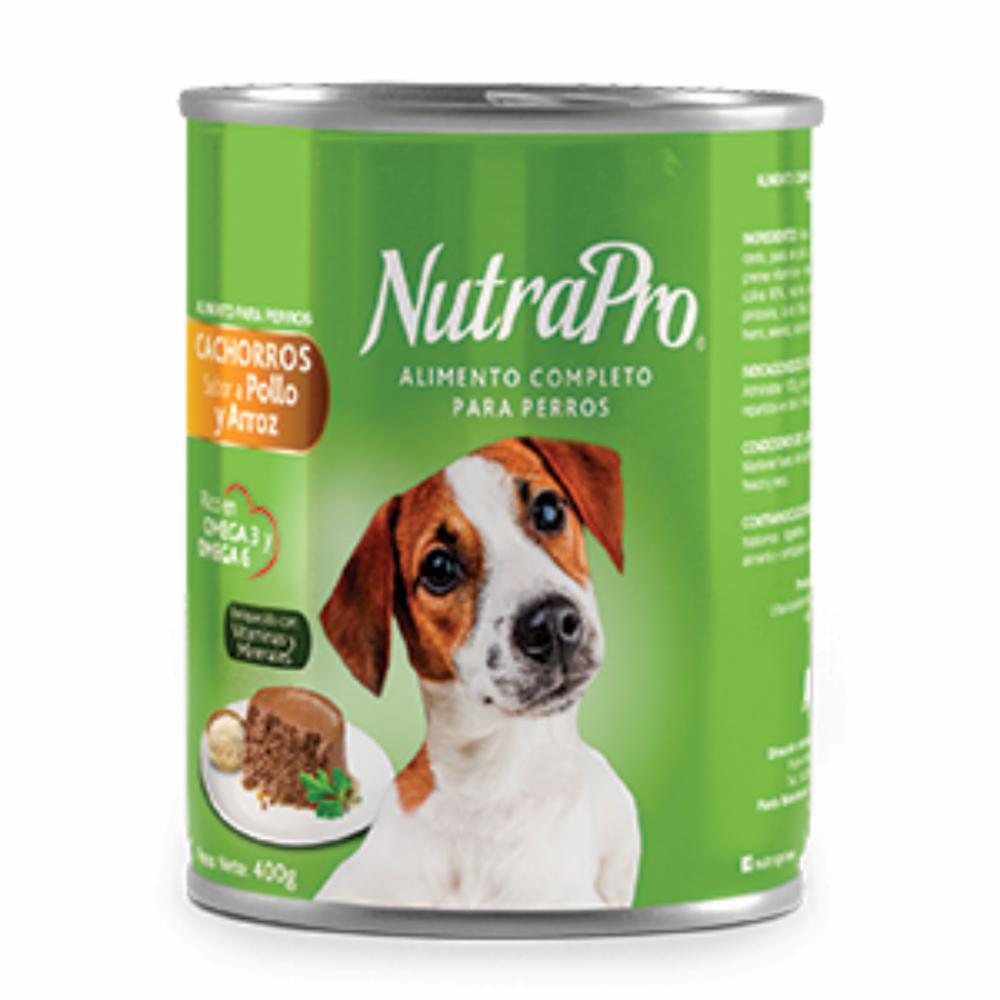 Alimento Para Perros Húmedo Para Cachorro Sabor A Pollo Y Arroz Lata NUTRAPRO 400 G