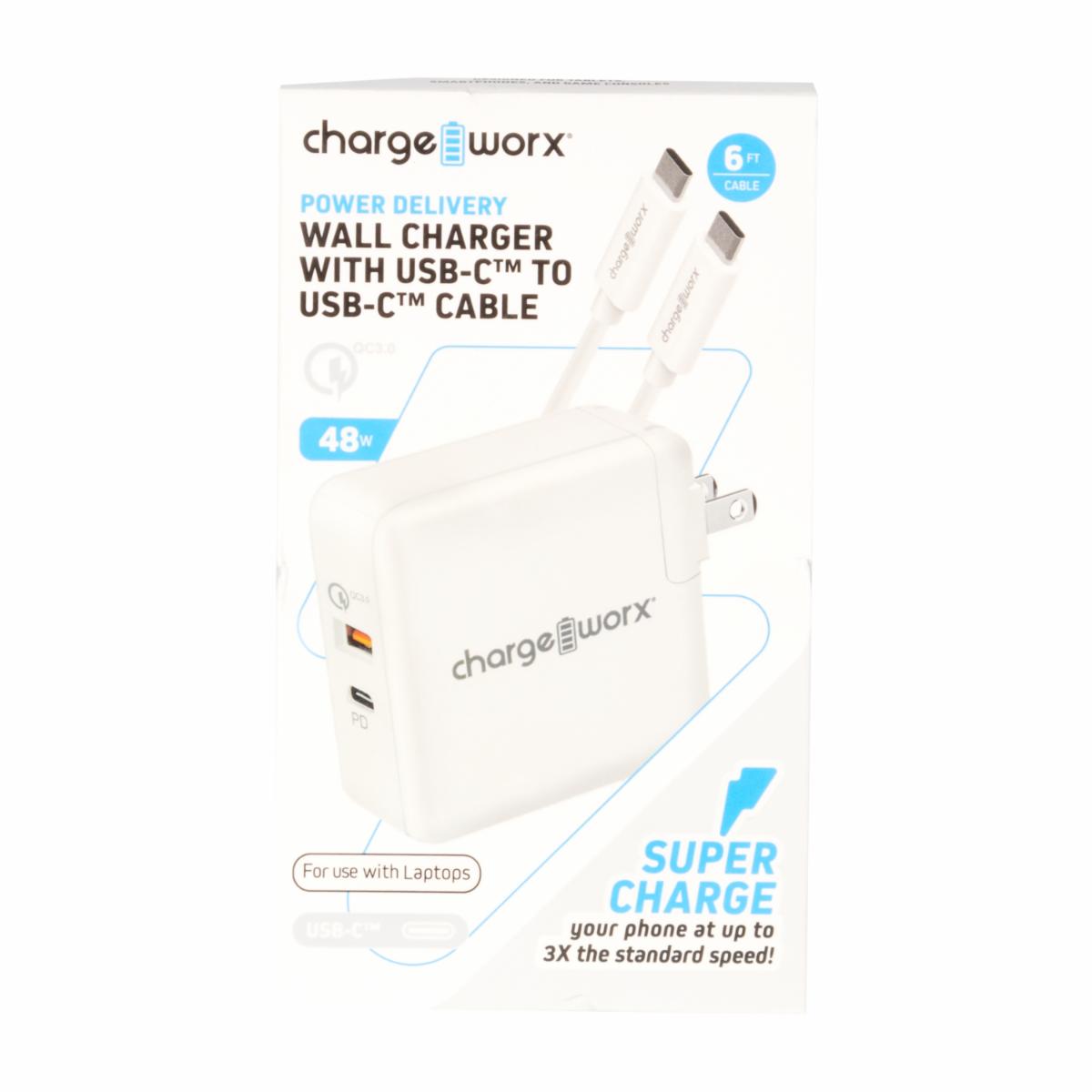 Cargador De Pared Cable USB-C A Lightning IPhone CHARGE WORX 20 W