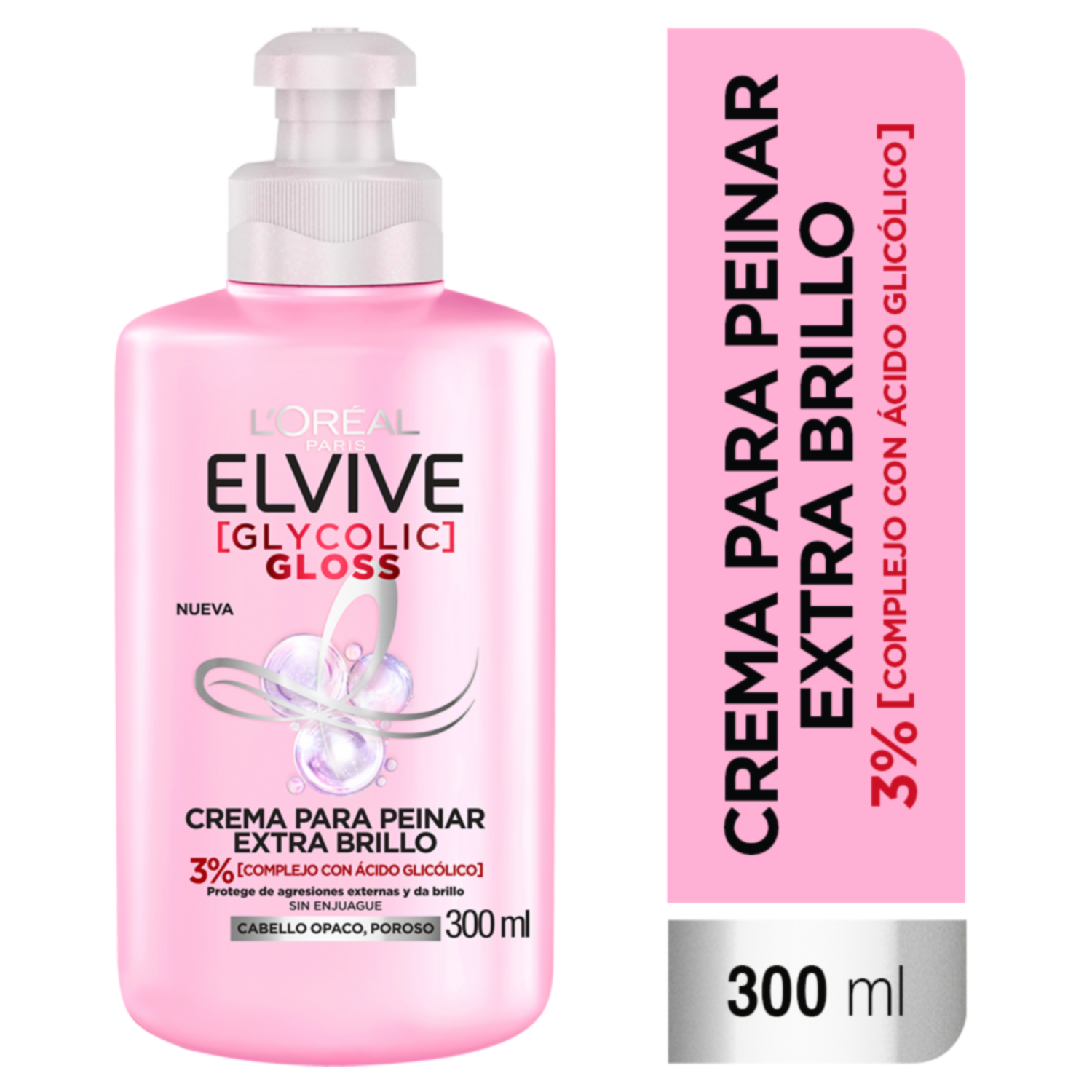 Crema Para Peinar Glycolic Gloss Para Cabello Opacos Poroso ELVIVE L’ORÉAL 300 Ml