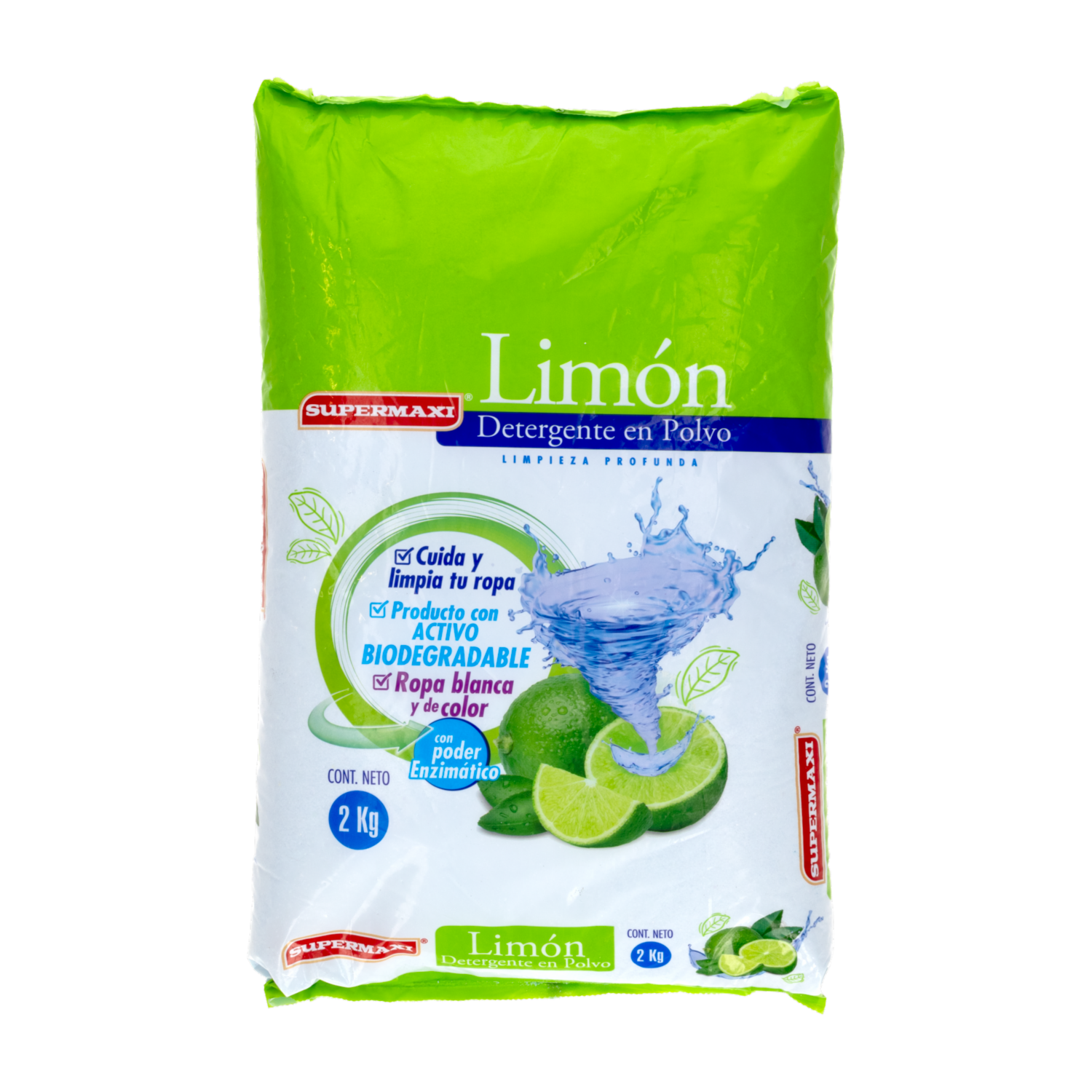 Detergente En Polvo Mejorado Limón SUPERMAXI 2000 G