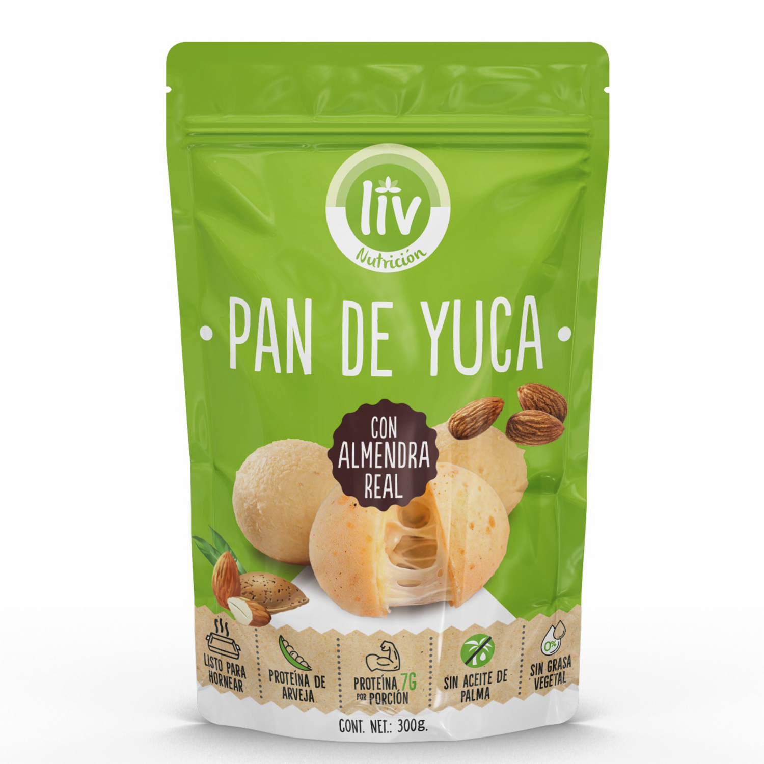 Pan De Yuca Almendra Libre De Aceites y Grasa LIV NUTRICIÓN 300 G