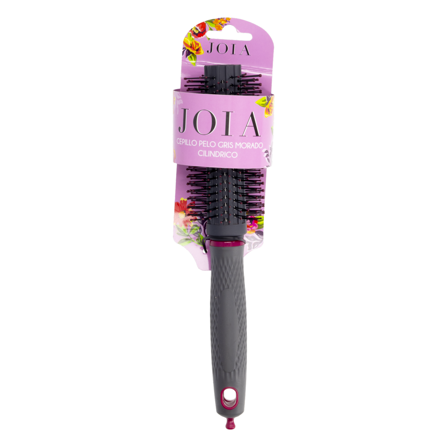 Cepillo De Cabello Cilíndrico Gris Morado JOIA Unidad