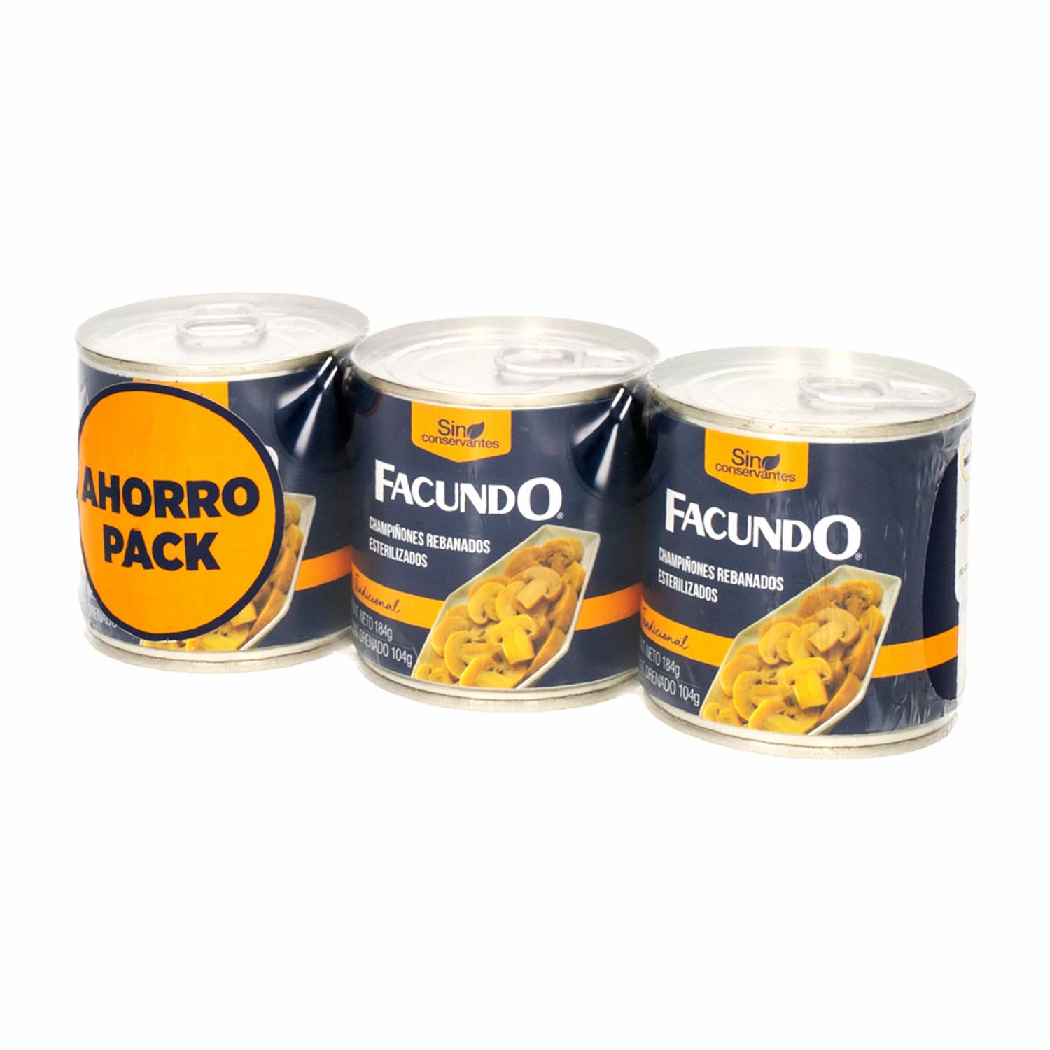 Champiñones Rebanado FACUNDO 3 x 184 G