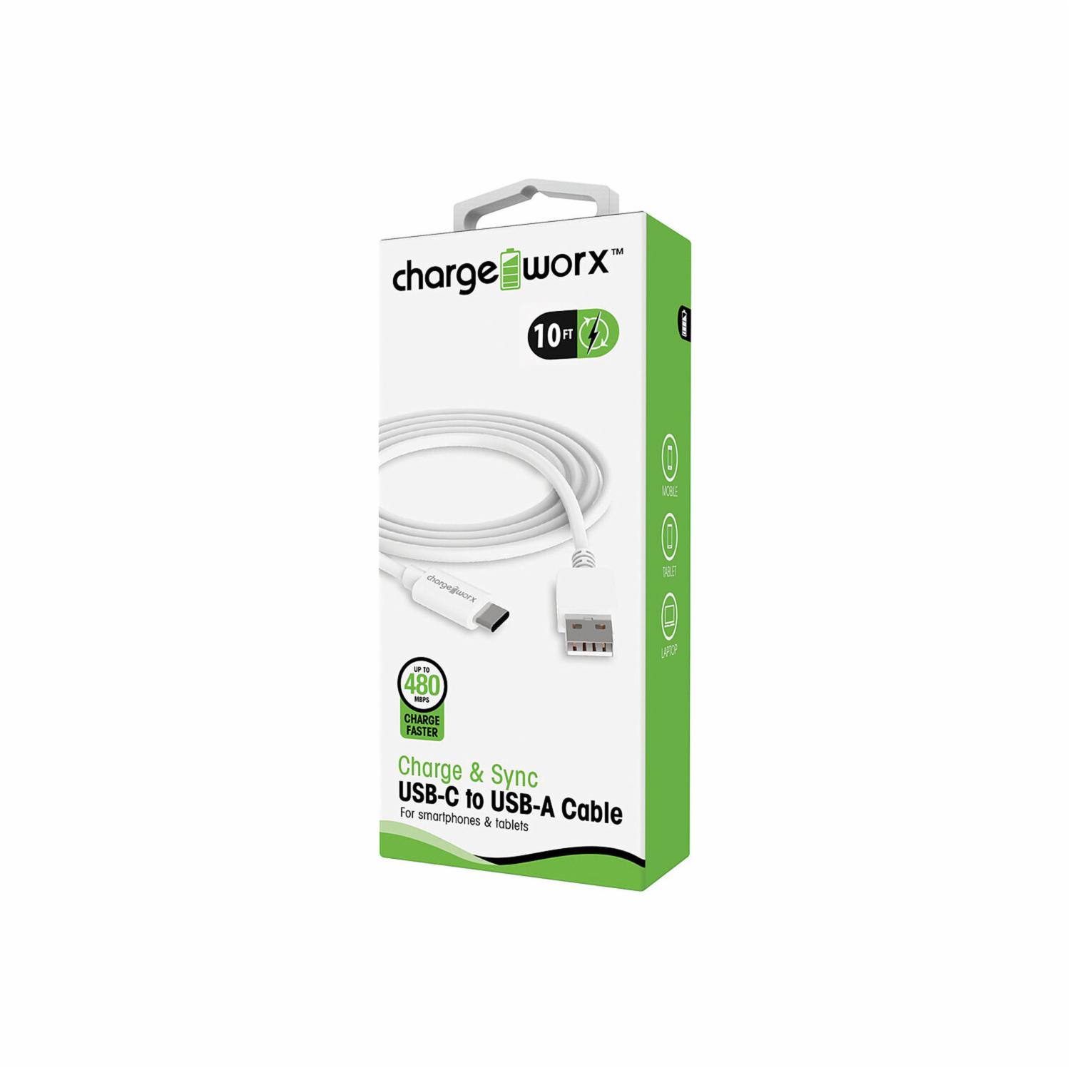 Cable Usb-C A Usb-A Blanco 120-2783 CHARGE WORX Unidad