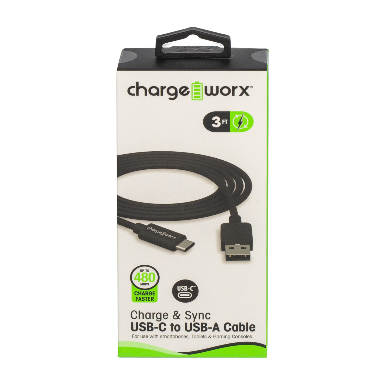 Cable Usb-c A Usb-a Negro CHARGE WORX 1 Metro
