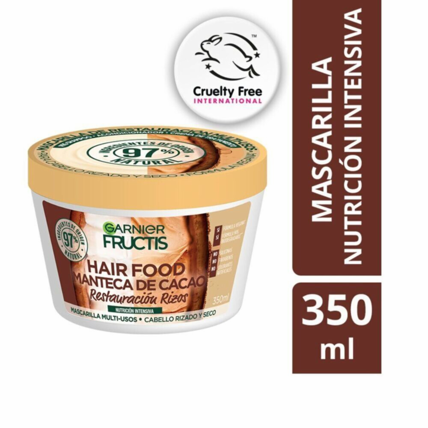 Mascara Capilar Hair Food Manteca De Cacao Restauración Rizos GARNIER FRUCTIS 350 Ml