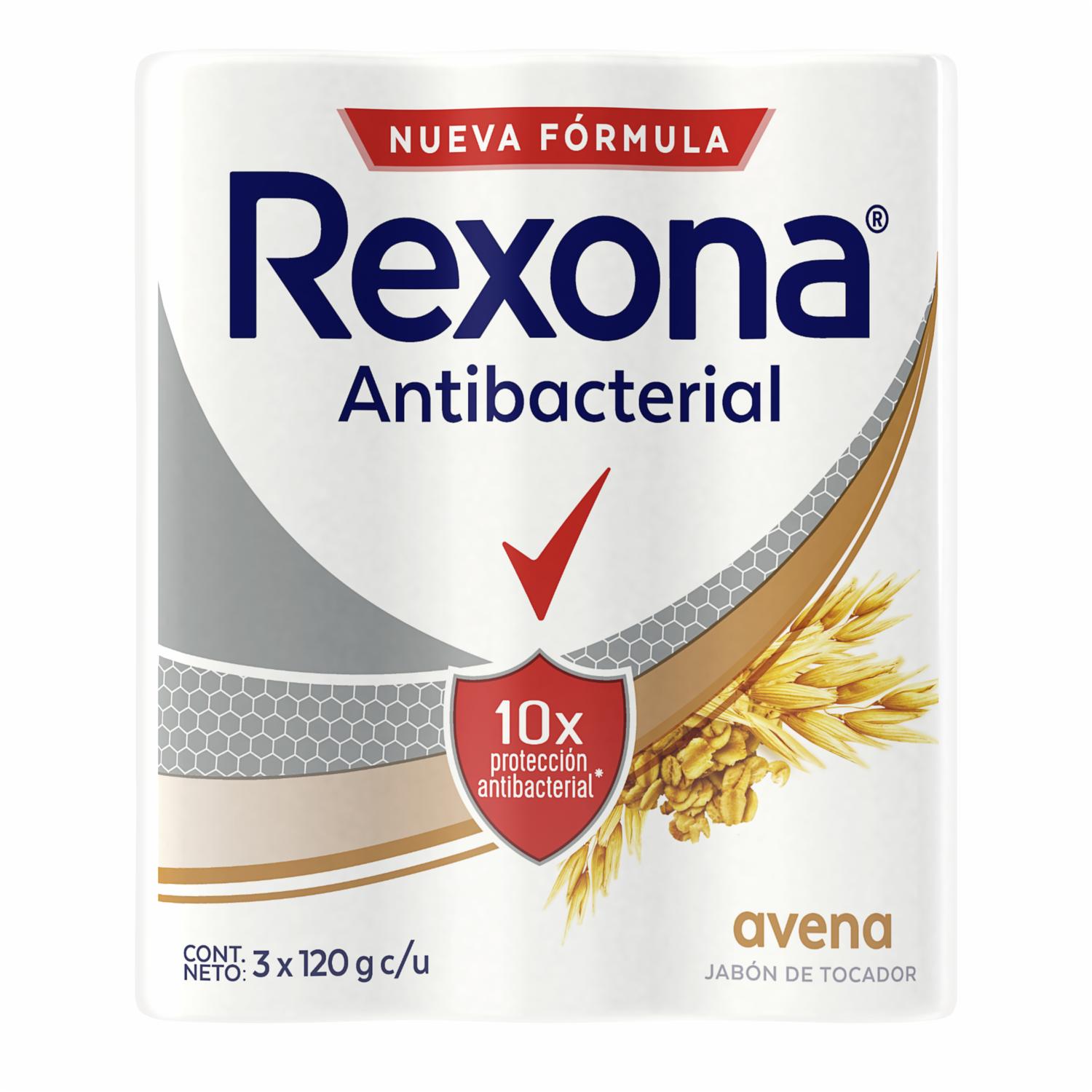 Jabón En Barra Antibacterial Avena REXONA 3 X 120 G