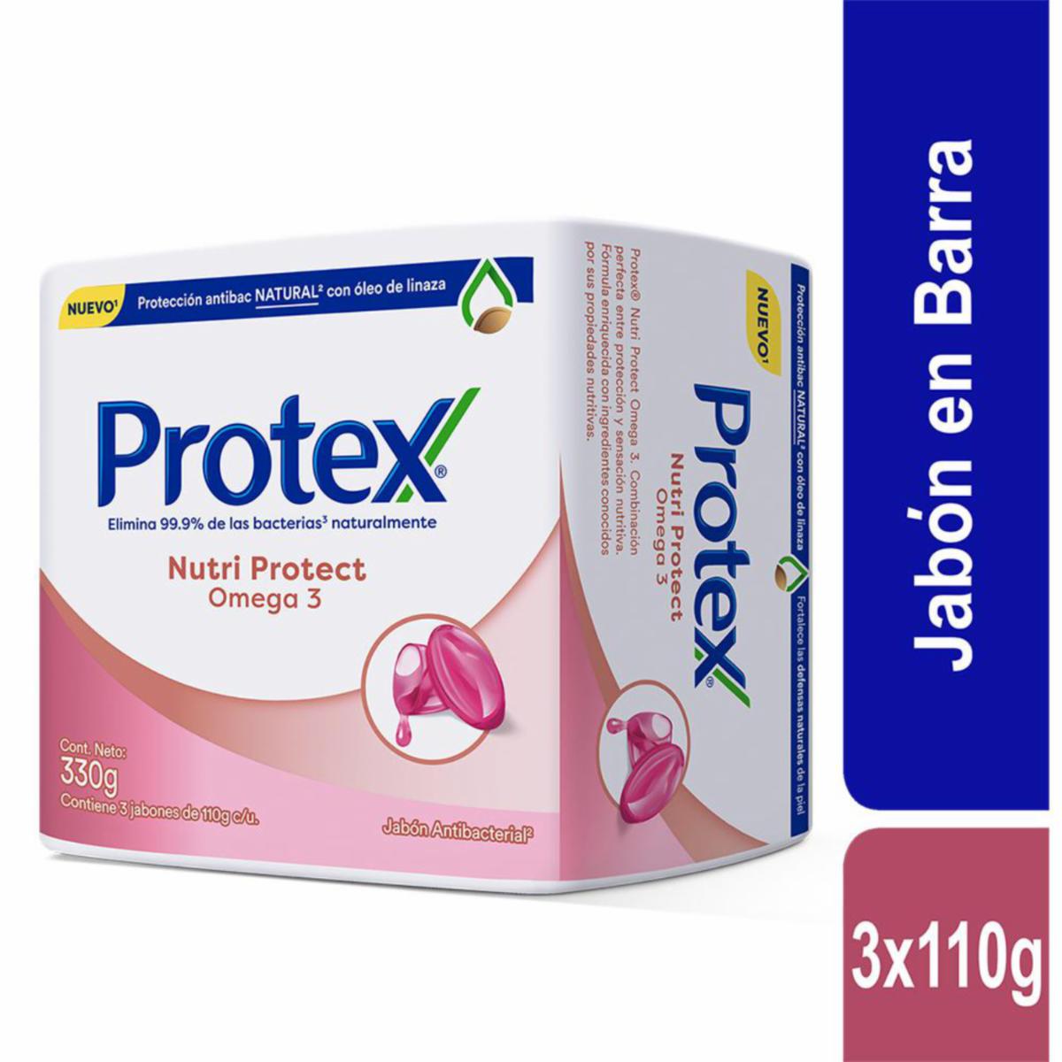 Jabón En Barra Antibacterial Omega3 PROTEX 3 X 110 G