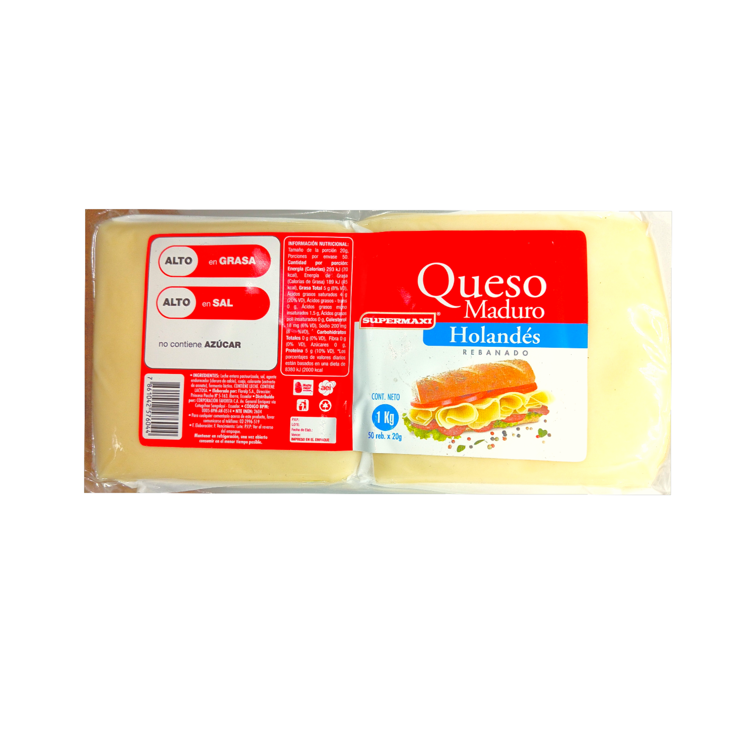 Queso Maduro Holandés Rebanado SUPERMAXI 1000 G