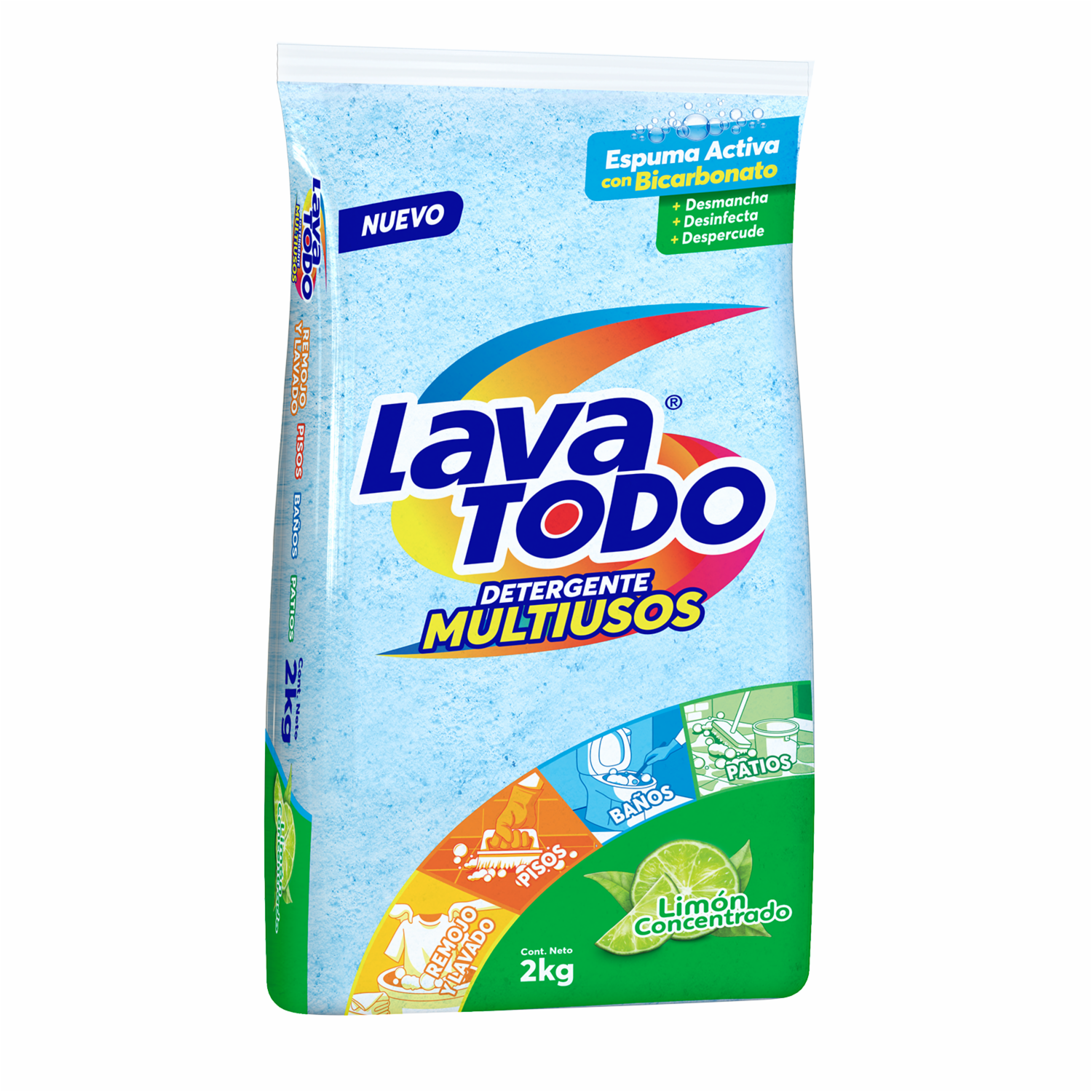 Detergente En Polvo Multiusos Limón LAVATODO 2000 G