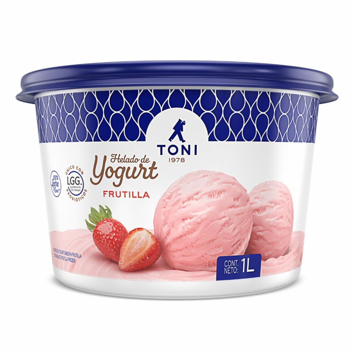 Helado Sabor A Yogurt Frutilla Con LGG TONI 1 Litro
