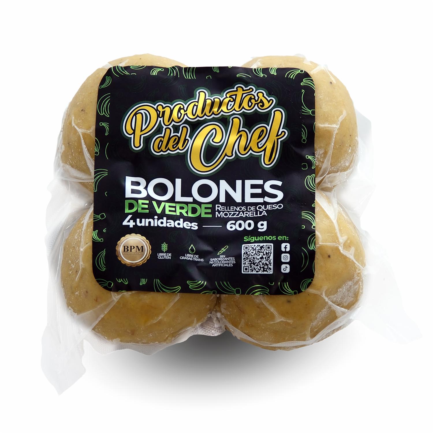 Bolones De Verde Rellenos De Queso Mozzarella PRODUCTOS DEL CHEF X 4 Uds