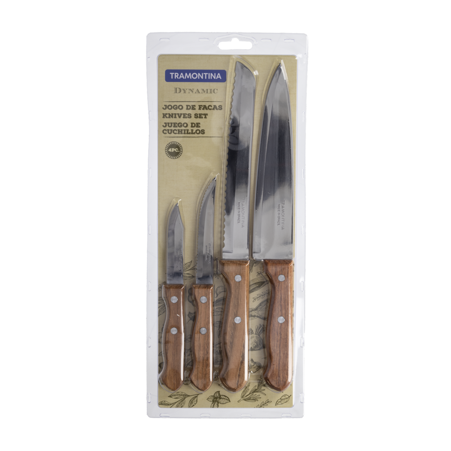 Juego De Cuchillos Madera TRAMONTINA 4 Piezas