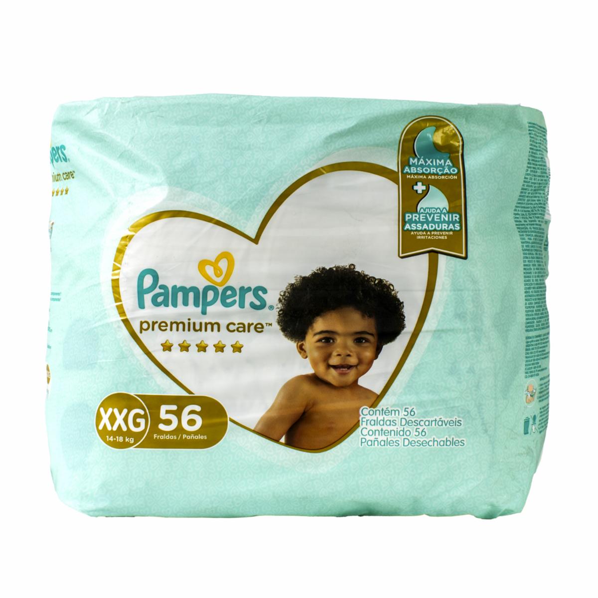 Pañales Premium Care Hipoalergénico Talla XXG PAMPERS X 56 Uds