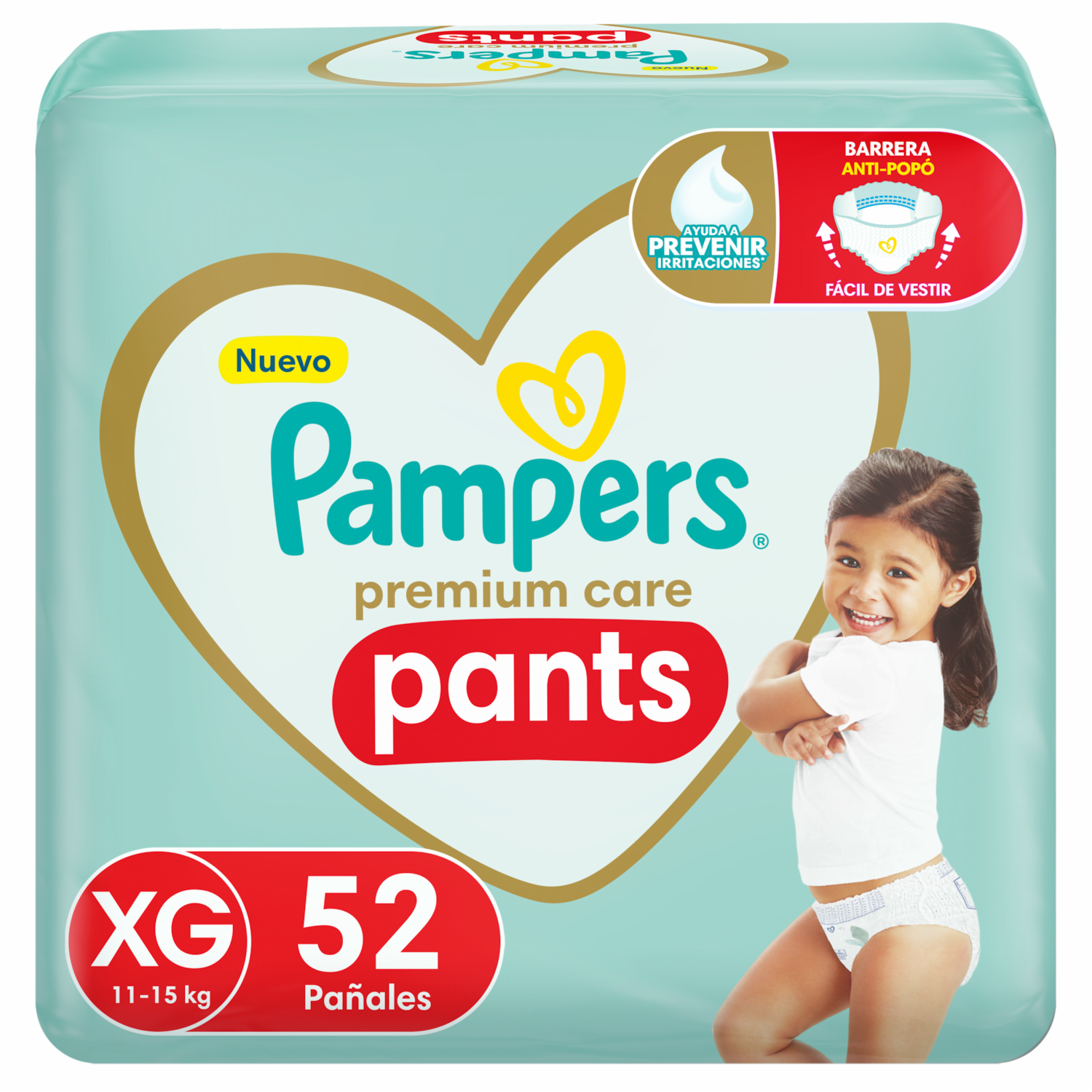 Pañales Premium Care Pants Talla XG Fácil De Vestir PAMPERS X 52 Uds