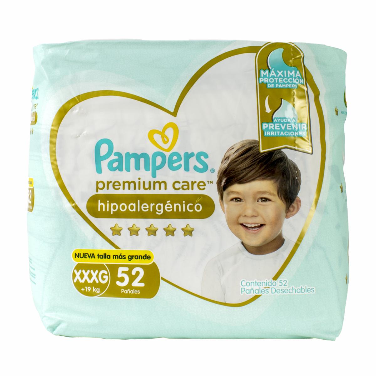 Pañales Premium Care Hipoalergénico Talla XXXG PAMPERS X 52 Uds