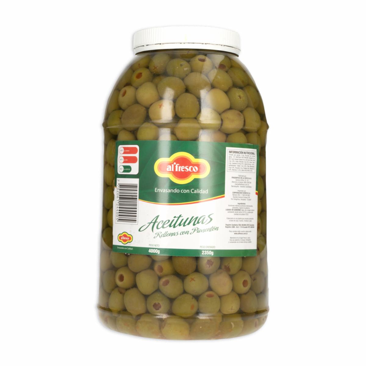 Aceitunas Verdes Rellenas Con Pimientón Encurtidas AL’FRESCO 2350 G