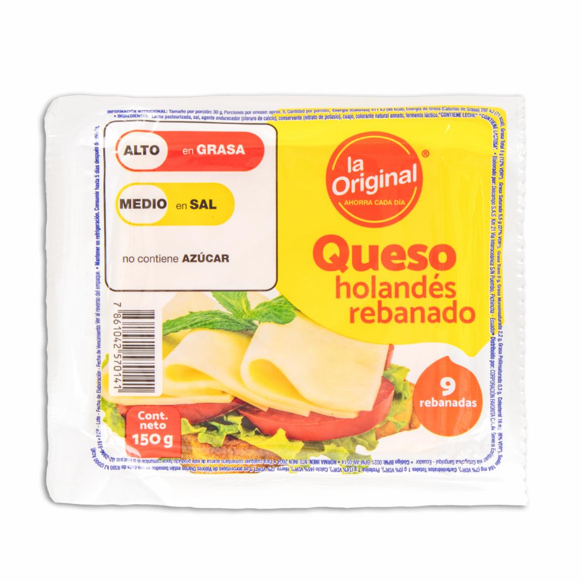 Queso Holandés Rebanado LA ORIGINAL 150 G
