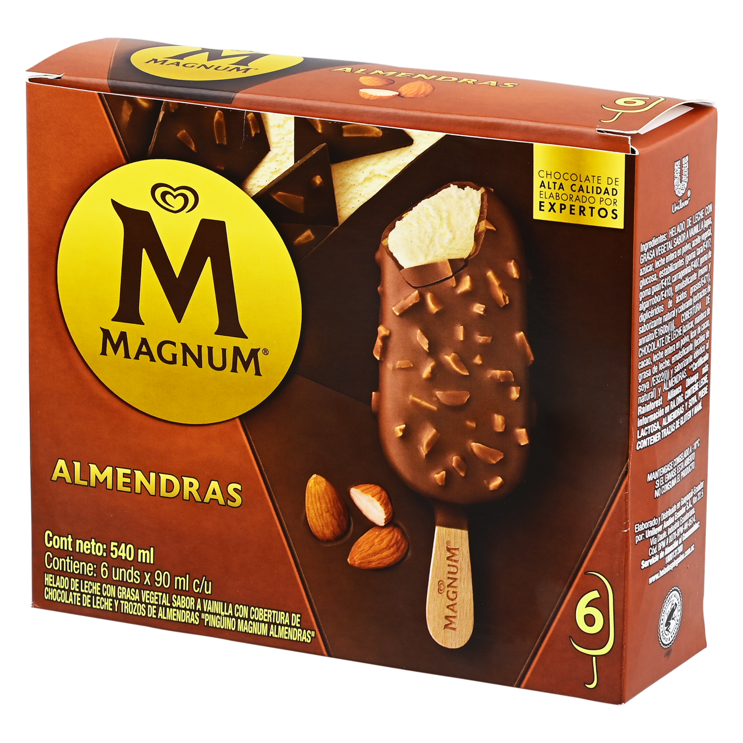 Helado Mágnum Chocolate Con Almendra PINGÜINO 6X90  Ml
